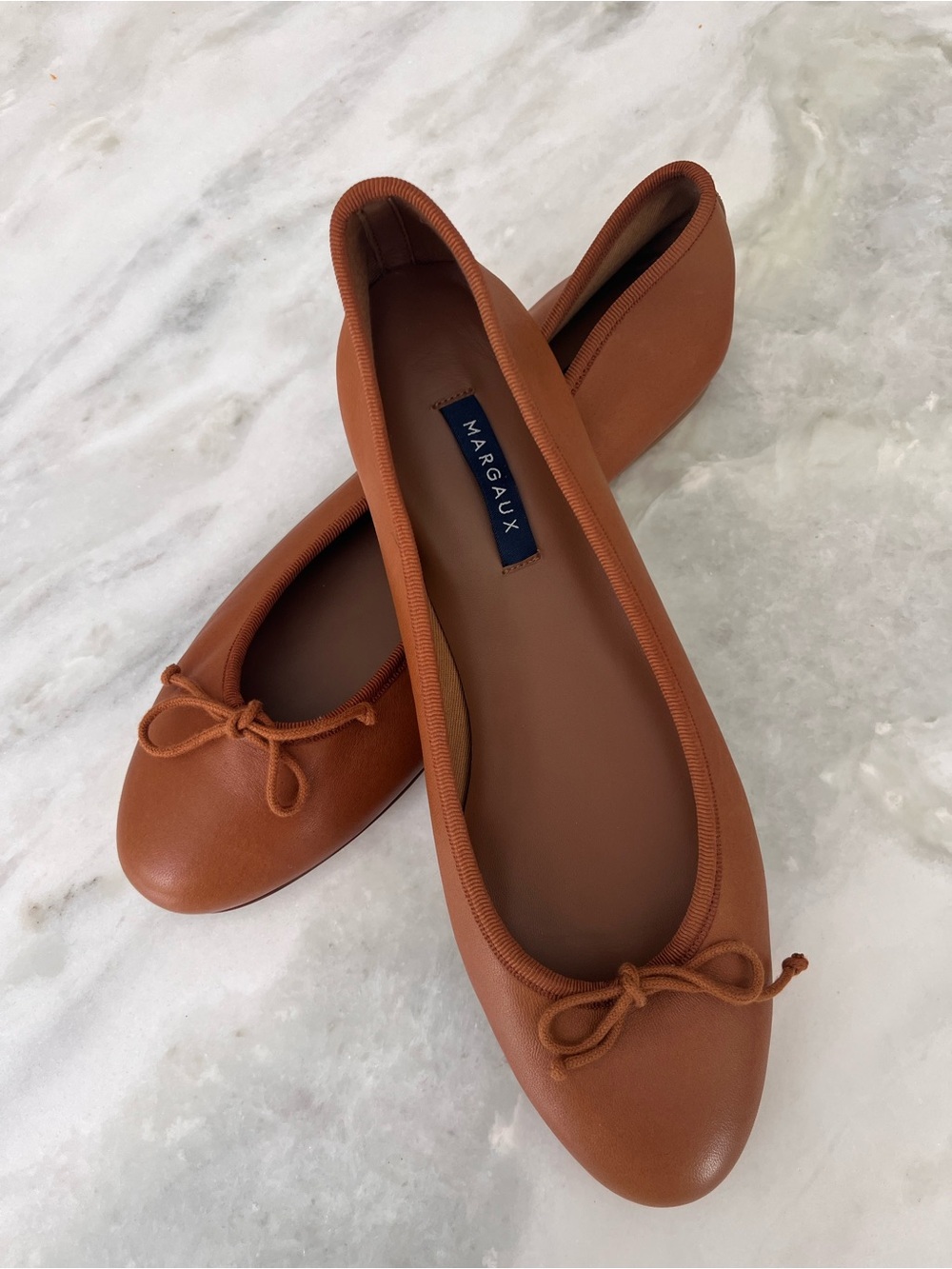 New Margaux The Demi Ballet Flat | Tan Cognac Nappa Leather | EU 41 / US 10 |